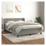 vidaXL Boxspringbett mit Matratze Hellgrau 140x200 cm Samt