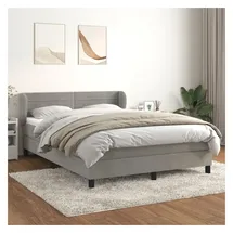vidaXL Boxspringbett mit Matratze Hellgrau 140x200 cm Samt