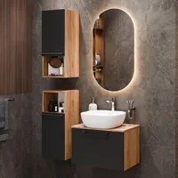 Planetmöbel Waschtischunterschrank Astra 60 cm gold eiche / anthrazit