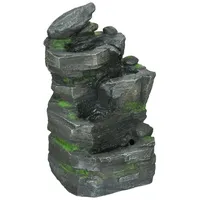 Outsunny Gartenbrunnen, Solar Springbrunnen mit 4 Stufen, Wasserbrunnen mit