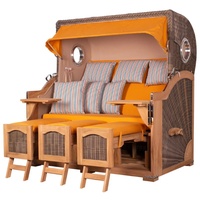 Bene living Strandkorb Komplettset Ammersee Grande XXL Teak Bullauge