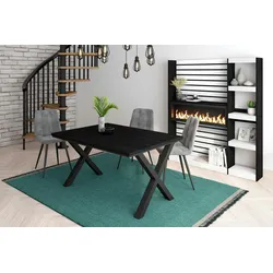 SKRAUT HOME Esstisch, 6 Plätze, 140x90x75cm, Robust und stabil dank seiner Zarge und massiven Beinen, Farbe Schwarz, Industriestil - T140BocXNE