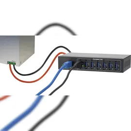 Renkforce 7 Port USB 3.2 Gen 1-Hub (USB 3.0) für industrielle Anwendungen, zur Wandmontage Schwarz