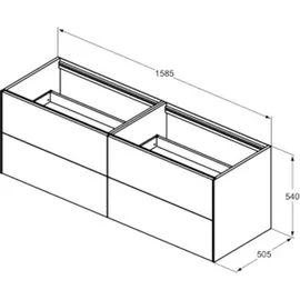 Ideal Standard Conca Waschtischunterschrank T3990Y1 ohne Waschtisch-Platte, 4 Auszüge,
