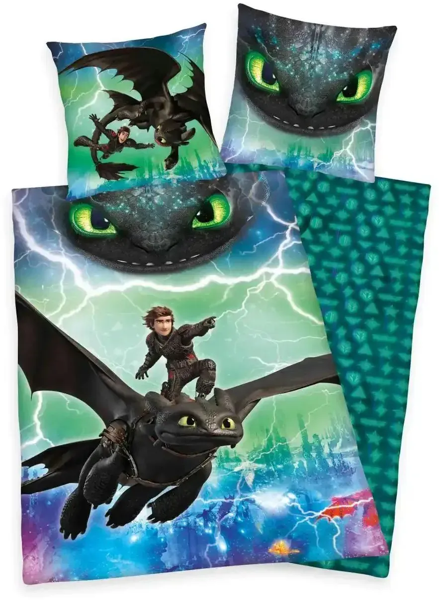 Herding Bettwäsche-Set  Hicks & Ohnezahn ¦ mehrfarbig ¦ Maße (cm): B: 135 H: 1