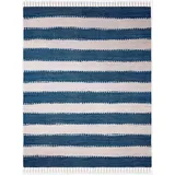 My Home Teppich »Benja«, rechteckig, Handweb Teppich, gestreift, 90% Baumwolle, handgewebt, mit Fransen, blau