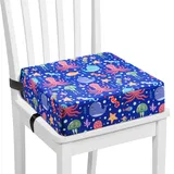 Kleinkind-Sitzerhöhung für Esszimmerstuhl, PU-Waschbare Baby-Sitzerhöhung, rutschfeste Unterseite für Esstisch, tragbares Reise-Sitzerhöhungskissen (Blau)