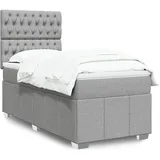 vidaXL Boxspringbett mit Matratze Hellgrau 180x200 cm Stoff