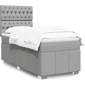 vidaXL Boxspringbett mit Matratze Hellgrau 180x200 cm Stoff