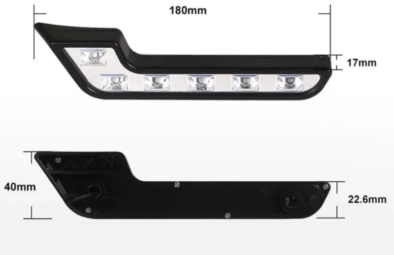 Set mit 2 LED-Kunststoffleisten für Tagfahrlicht, weißes Licht, 18 cm, 6000 K