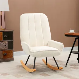 Homcom Schaukelstuhl mit Sherpa-Vlies 95 x 97 x 63 cm Cremeweiß