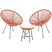 Svita BALI Balkon Möbel Set Lounge Garnitur Relax Egg-Chair Flecht-Design Terracotta Orange