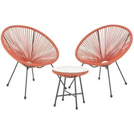 Svita BALI Balkon Möbel Set Lounge Garnitur Relax Egg-Chair Flecht-Design Terracotta Orange