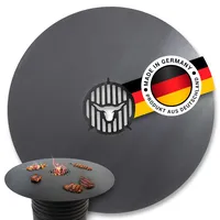 Feuerplatte Komplette Grillfläche 80cm INKL. Grilleinsatz – 6mm Stärke – Grillplatte für Feuertonne & Feuerschale – Plancha Grillring für BBQ & Teppanyaki - Massive Stahlplatte #183
