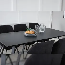 VCM Ebuy24, Essgruppe Esstisch schwarz und 6 Gemma Esszimmerstühle schwarz.