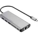 deltaco USB-C docking station 1x HDMI/RJ45/2x USB-A/SD space grey