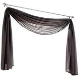 Nicole Knupfer 1er-Pack Querbehang Transparente Voile Schals Deko Einfarbige Gardinen Dekoschals Vorhang für Schlafzimmer Wohnzimmer Hochzeit (Grau,140 * 300cm)