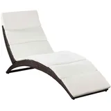 furnicato Klappbare Sonnenliege mit Auflage Poly Rattan Braun