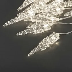 Konstsmide LED Eiszapfen Lichtervorhang, 20 Zapfen, 20 warm weiße Dioden, 24V Außentrafo, transparentes Kabel