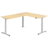 Bümö Eckschreibtisch, Ahorn, Silber, Nachbildung,Ahorn, Rechteckig, 180x74x240 cm, FSC