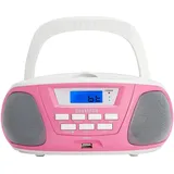 Aiwa BBTU-300PK: Tragbares CD-Radio mit Bluetooth, USB, AUX-In, Radio-Tuner, Sonderedition für Kinder und Mädchen