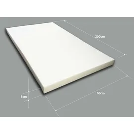 sunnypillow Schaumstoffplatte Schaumstoff Zuschnitt 60 x 200 x 3 cm RG 14/18 Topper Matratzen in vielen Größen zur Auswahl