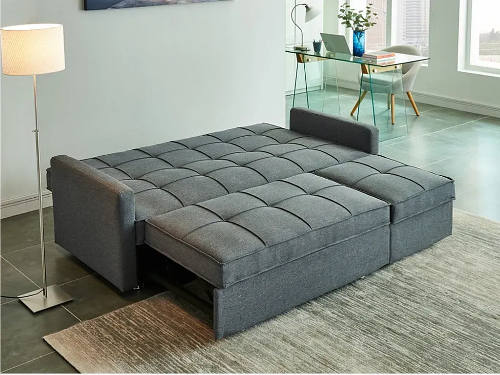 Schlafsofa 3-Sitzer - Stoff - Grau - CANETTI