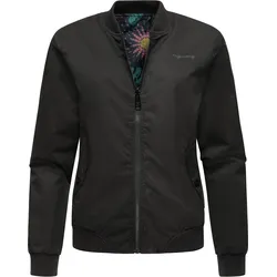 Wendejacke RAGWEAR "Joom", Damen, Gr. XXL (44), schwarz, Obermaterial 1: 100% Polyester, Obermaterial 2: 100% Polyester, modisch, lässig geschnitten hüftbedeckend, Rundhals, Langarm Ärmel ohne Ärmelschlitz Rippstrickbündchen, Jacken, modische 2-in-1-Jacke mit Alloverprint und unifarbener Seite