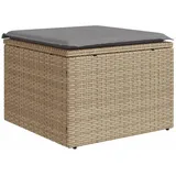 vidaXL Gartenhocker mit Kissen Beige 55x55x37 cm Poly Rattan