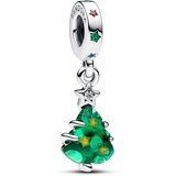 PANDORA Moments Funkelnder Weihnachtsbaum Charm-Anhänger aus Sterling Silber mit Zirkonia, Kompatibel Moments Armbändern, 792983C01