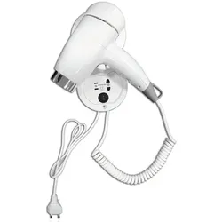 Haartrockner Orgavente PHONETTE ABS weiß 1200 W zur Wandmontage, mit Rasiersteckdose und Zertifikat CE