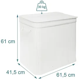 Relaxdays Wäschekorb mit Deckel, 150 l, 3 Fächer, HxBxT: 61,5 x 61 x 41,5 cm, Badezimmer Wäschetruhe, Weiß