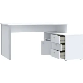 Forte Eckschreibtisch Tempra Weiß