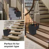 Treppenhaus-organizer Mit Filzkorb Und Griffen Aus Pu-leder, Standardgröße, Schwarz/grau, 41,8 Cm (l) X 25,9 Cm (b) X 40 Cm (h) Für Innovative Aufbewahrung, 1 Stück