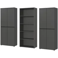 Germania Büromöbel-Set GERMANIA "Lemont", grau (graphit), B:272cm H:197cm T:40cm, Holzwerkstoff, Kunststoff, Metall, Arbeitsmöbel-Sets, Büromöbel-Set, Set bestehend aus 2 Aktenschränke 4042 und 1 Aktenregal 4235