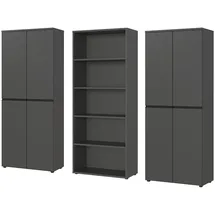 Germania Büromöbel-Set GERMANIA "Lemont", grau (graphit), B:272cm H:197cm T:40cm, Holzwerkstoff, Kunststoff, Metall, Arbeitsmöbel-Sets, Büromöbel-Set, Set bestehend aus 2 Aktenschränke 4042 und 1 Aktenregal 4235