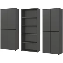 Germania Büromöbel-Set GERMANIA "Lemont", grau (graphit), B:272cm H:197cm T:40cm, Holzwerkstoff, Kunststoff, Metall, Arbeitsmöbel-Sets, Büromöbel-Set, Set bestehend aus 2 Aktenschränke 4042 und 1 Aktenregal 4235