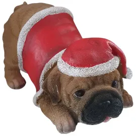 Aspinaworld Weihnachtsdeko, Weihnachts Hunde Figur Mops 11 cm, Weihnachtsfigur, Katzenfigur, Wohnzimmer Deko, Dekofigur, Tierfigur