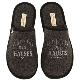 ADELHEID Chefin des Hauses Filzpantoffeln, Farbe:rabenschwarz, Größe:40/41 - 40,5