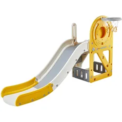 VEVOR Rutsche Kinder Fun-Slide mit Basketballkorb Kinderrutsche HDPE Gartenrutsche Max. 50kg Kleinkinderrutsche für 1-12 Jahre Babyrutsche Indoor & Outdoor Rutschbahn mit Rutschauslauf 186x112x100cm