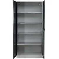 Proregal Stahlschrank, Schwarz, Metall, Rechteckig, 92x195x50 cm, Arbeitszimmer, Aktenschränke