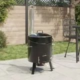 Vidaxl Goulash Cannon With Chimney And Lid Black Enamelled Steel