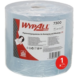 Kimberly-Clark WypAll L20 Wischtücher 7300 Putztücher für Instandhaltungsarbeiten, Jumborolle, 1 blaue Rolle x 500 Reinigungstücher, 2-lagig, blau