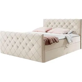 Mirjan24 Boxspringbett Malaga, Moderne Doppelbett mit zwei Bettkästen, Schlafzimmer (Amor Velvet 4304, Größe: 200x200 cm) - Beige