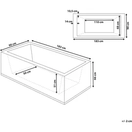 Beliani VARADERO Whirlpool Badewanne 183 x 90 cm (280 l)