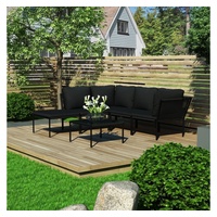 vidaXL 6-tlg. Garten-Lounge-Set mit Auflagen Schwarz PVC