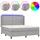 vidaXL Boxspringbett mit Matratze & LED Hellgrau 180x200 cm Stoff