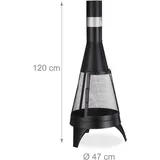 Relaxdays Terrassenofen Stahl mit Funkenschutz Schwarz