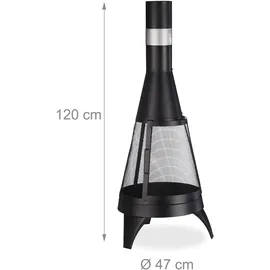Relaxdays Terrassenofen Stahl mit Funkenschutz Schwarz