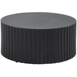 Kadima Design Runder Sofatisch mit Wellen-Muster, Couchtisch Metall Schwarz. 67x67x31 cm